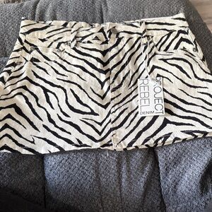 Zebra Print Mini Skirt - Black and White